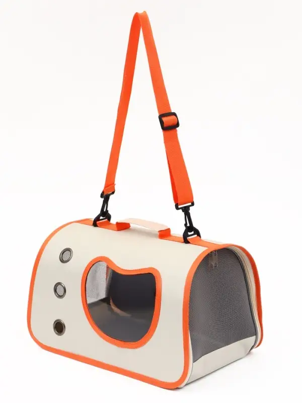 Сумка - переноска каркасная &laquo;Кошачий вид&raquo;, 41&times;27&times;25 см, белая, оранжевая
