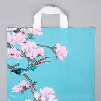 Пакет с петлевой ручкой "Сакура" 35 х 30 х 8, см, 60 мкм