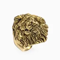 Кольцо &laquo;Перстень&raquo;, лев, цвет чернёное золото, безразмерное