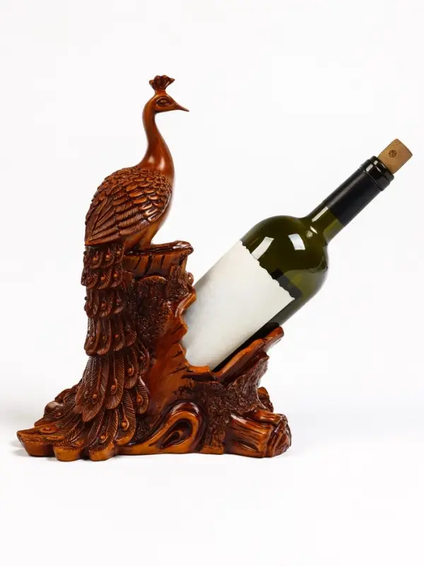 Подставка под бутылку TAKE IT EASY &laquo;Павлин&raquo;, полистоун под дерево, 23&times;15&times;33 см