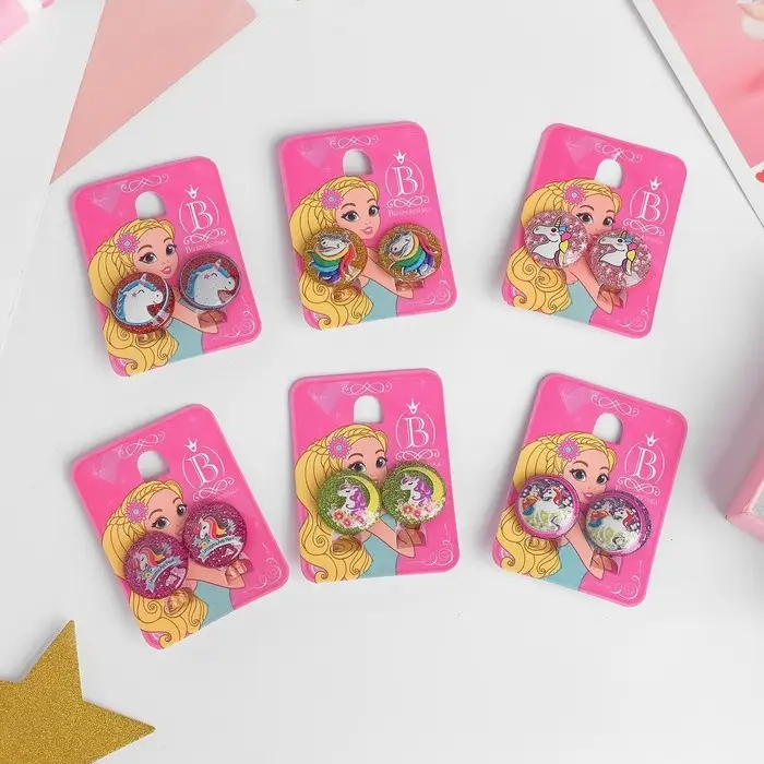 Серьги клипсы детские Выбражулька «Блестящие единорожки», МИКС Серьги клипсы детские Выбражулька «Блестящие единорожки», МИКС