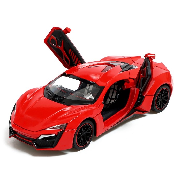 Машина металлическая, 1:24, инерционная, открываются двери, капот, багажник, цвет красный