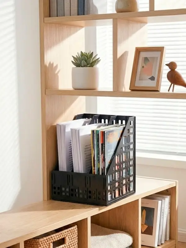 Лоток для бумаг LINE, А4, сборный, вертикальный, 3 отделения, чёрный