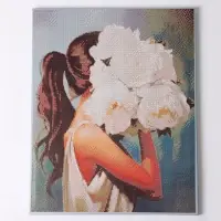 Алмазная вышивка полное заполнение &laquo;Девушка с букетом&raquo;, на раме, 40&times;50 см