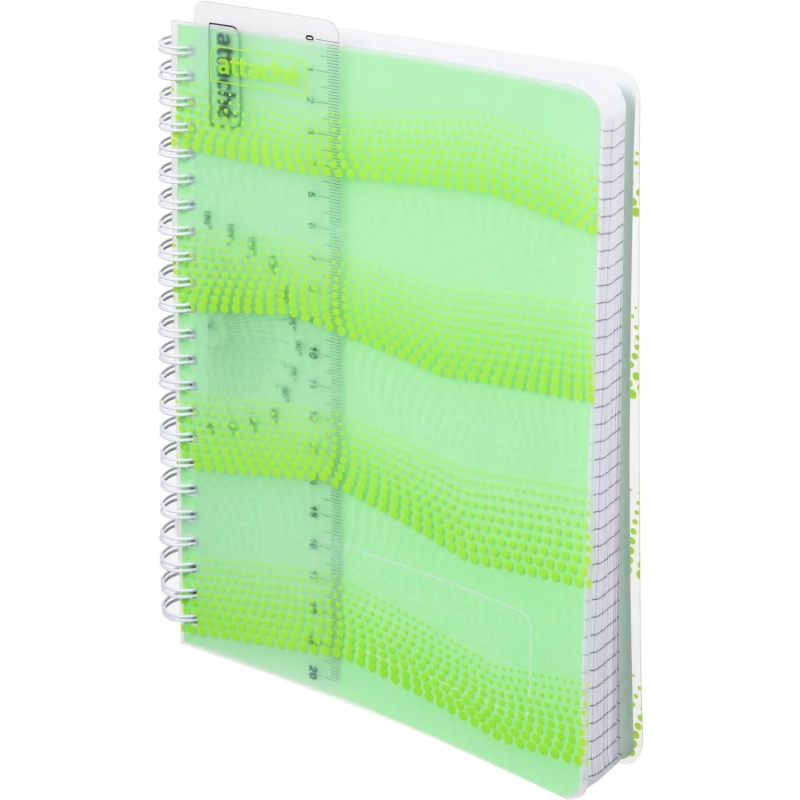 Бизнес-тетрадь WAVES А5 100л. ATTACHE клет,спир,пласт,заклад,цв.зеленый