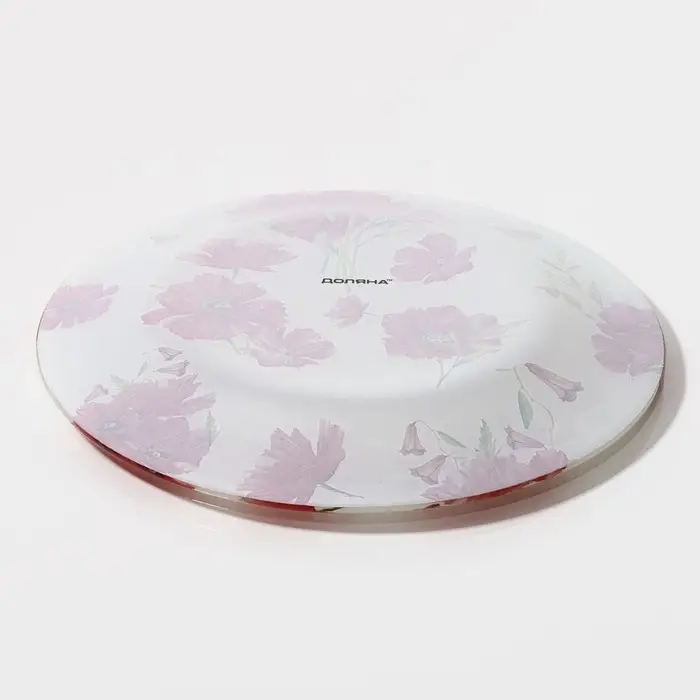 Тарелка стеклянная десертная Доляна «Красные маки», d=20 см