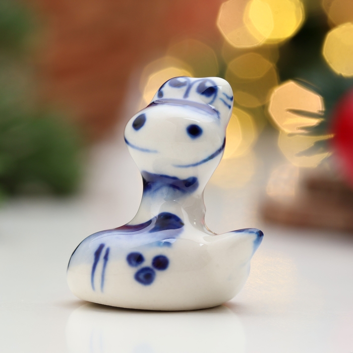 Новый год. Сувенир символ года Новый год. Сувенир символ года "Змея Пупс", гжель, 3,5 см