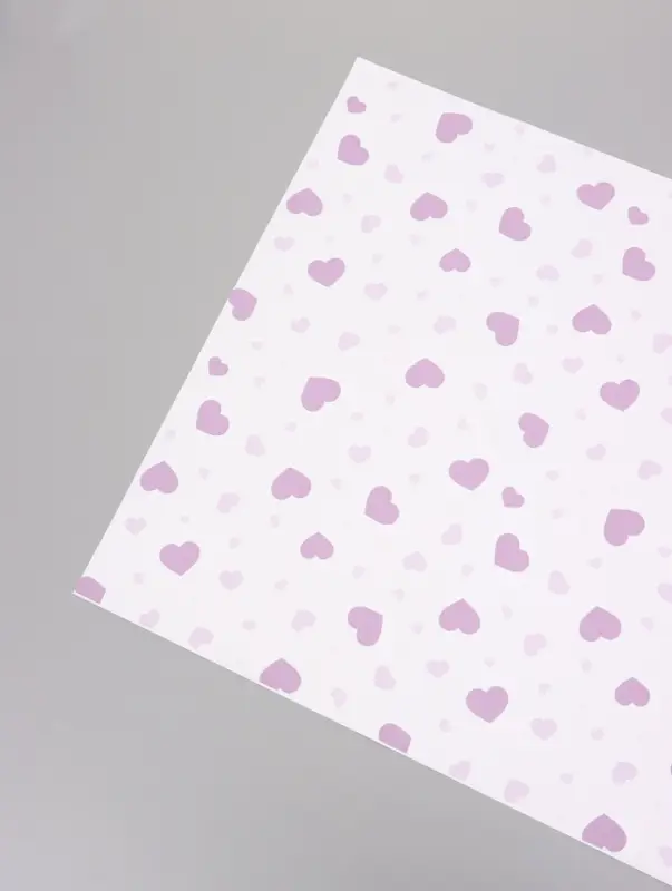 Пленка для цветов, &laquo;Сердца на белом&raquo;, сиреневый, 57&times;57 см