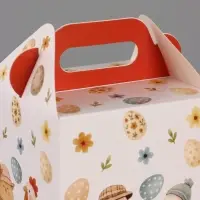 Пасхальная коробочка с окном и с ручкой "Курочки" 10 х 10 х 15 см