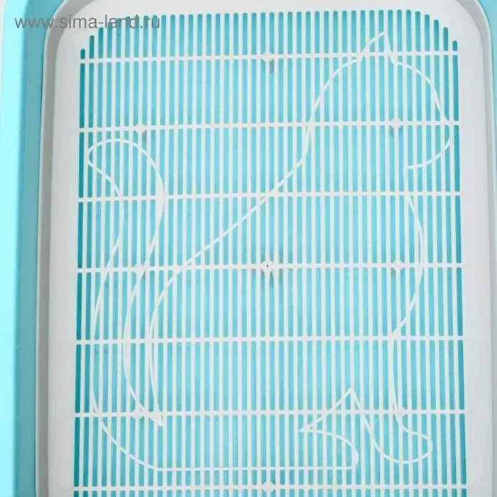 Туалет для кошек &laquo;Мур-мяу&raquo;, 33&times;25&times;7 с. с сеткой, пластик, голубой