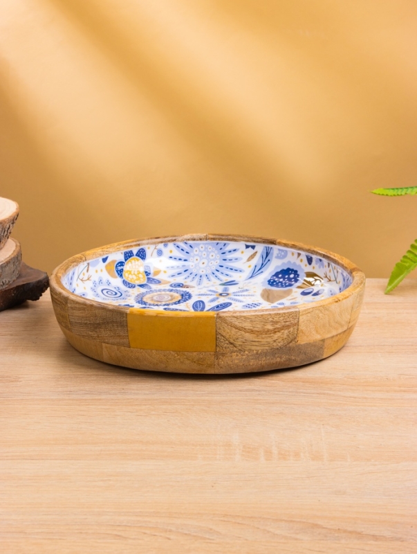 Блюдо "Васильки" дерево манго 25х25х4,5 см