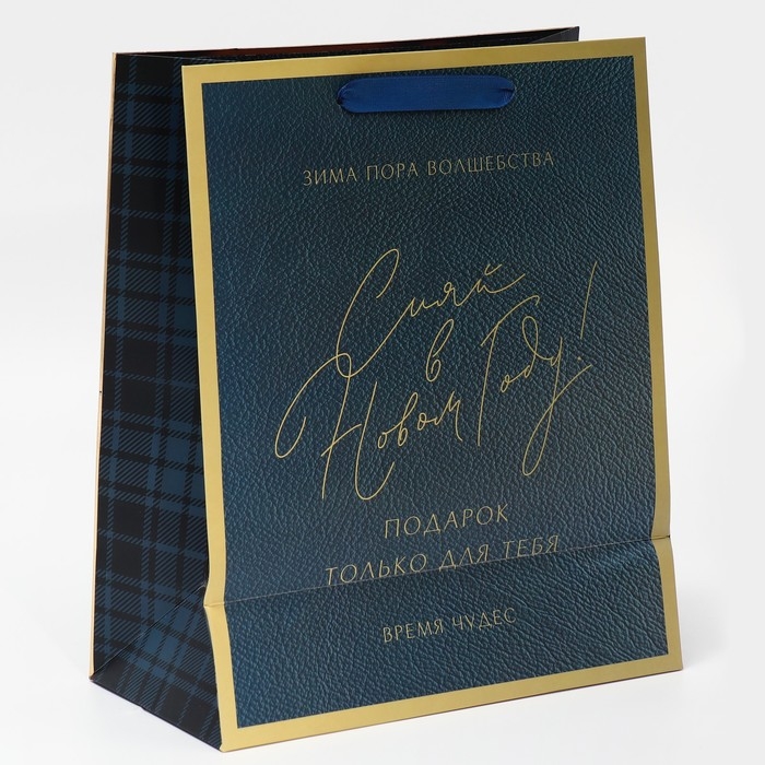 Пакет подарочный новогодний ламинированный «Сияй в Новом Году», 25,4 х 30,5 х12,7 см