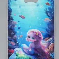 Пакет подарочный, с zip-lock застежкой, "Русалочка", 15х23 &plusmn; 1см МИКС