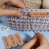 Набор нашивок Hand made, 4.5&times;1.3 см, 10 шт., светло-коричневые