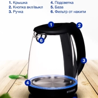 Чайник HYK-G1001 1,7л 2200Вт черный (стекло)