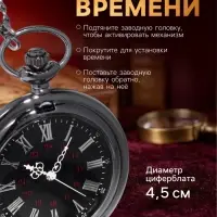 Часы карманные &laquo;Классика&raquo;, кварцевые, цепочка 40 см, d=4.5 см