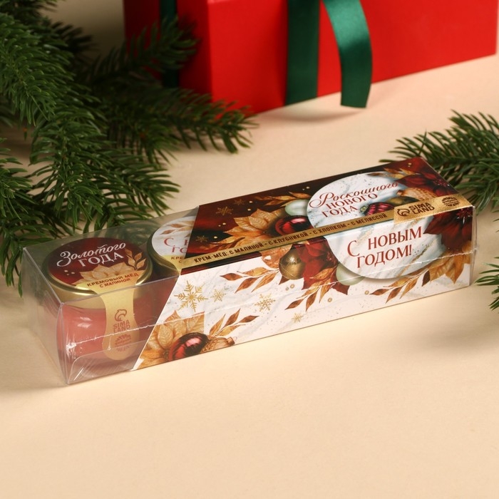 Подарочный набор: крем - мёд «Роскошного года», вкус: мелисса, хлопок, малина, клубника, 120 г ( 4 шт. x 30 г). Подарочный набор: крем - мёд «Роскошного года», вкус: мелисса, хлопок, малина, клубника, 120 г ( 4 шт. x 30 г).