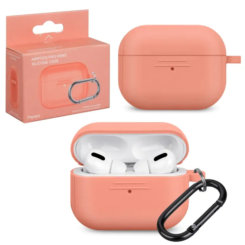 Чехол APods Pro Hang Silicon Сase с карабином LE papaya Чехол APods Pro Hang Silicon Сase с карабином LE papaya