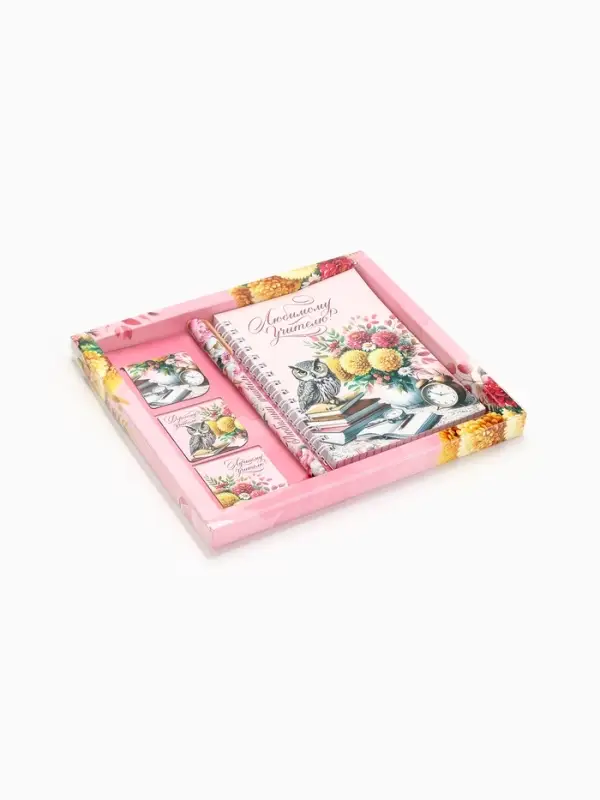 Подарочный набор «Любимому учителю», блокнот А6, 60 листов, магнитные закладки и ручка