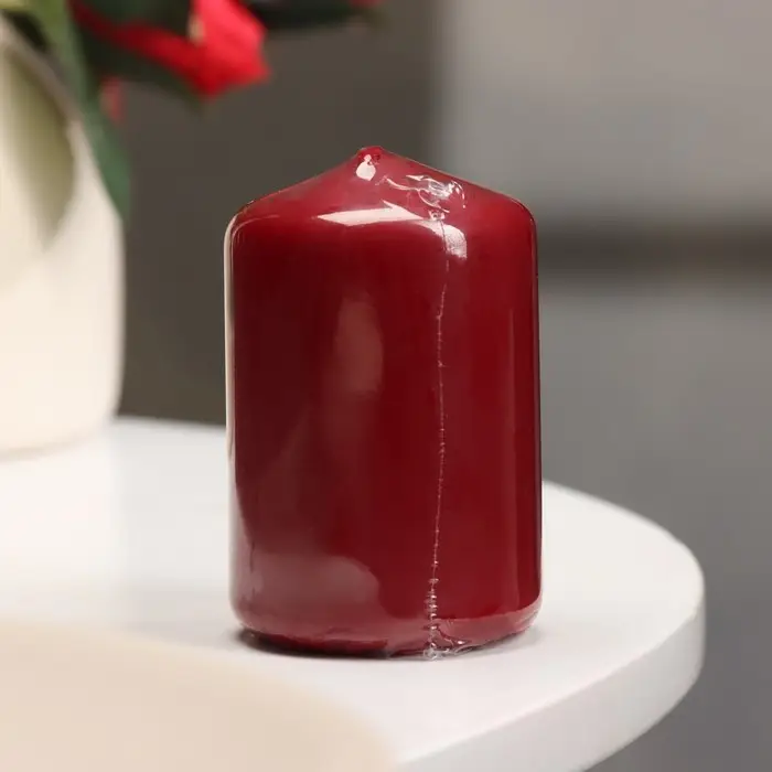Свеча - цилиндр, 4×6 см, 9 ч, бордо