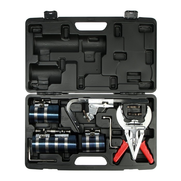 Набор для установки поршней ТУНДРА, оправки 53-175 мм, клещи для установки колец и очистки Набор для установки поршней ТУНДРА, оправки 53-175 мм, клещи для установки колец и очистки