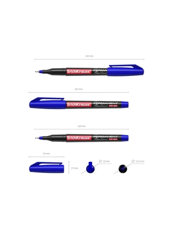 Маркер-линер перманентный ErichKrause. FP-50, синий, узел 0.6 мм