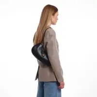 Сумка женская багет TEXTURA на молнии, 30&times;5&times;17 см, чёрная