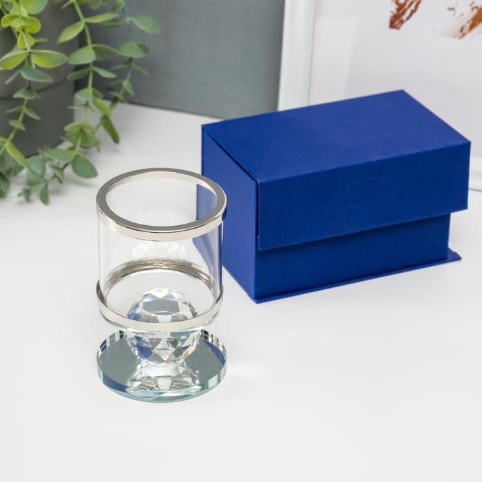 Подсвечник стекло на 1 свечу  Подсвечник стекло на 1 свечу "Стаканчик на кристалле" прозрачный 11х7х7 см