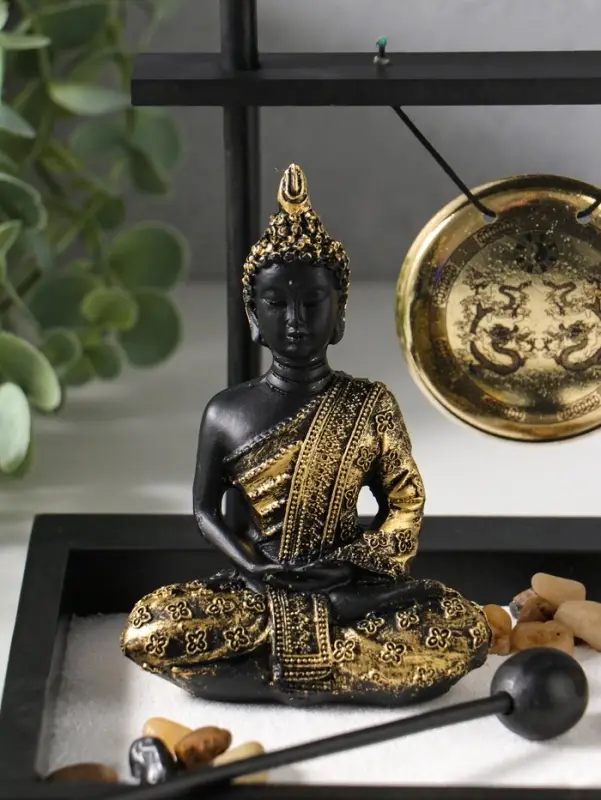 Сад Дзен "Будда у гонга" песок+камни+аромапалочки+свеча 16х22х19 см