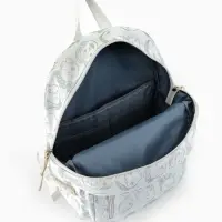 Рюкзак школьный на молнии, с карманами, с принтом, размер 29&times;11&times;40 см, белый