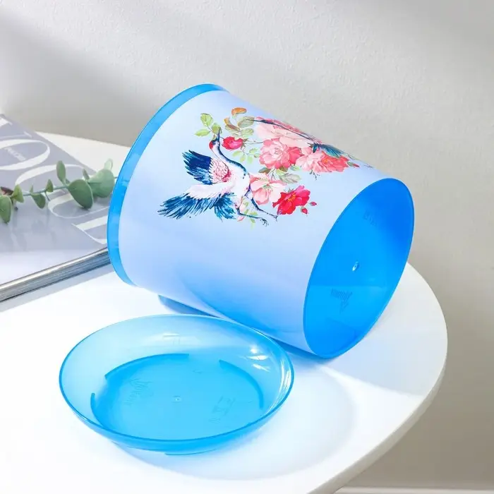 Горшок для цветов с поддоном Доляна «Танец журавлей», 1,6 л, d=14 см, h=15,5 см, цвет голубой Горшок для цветов с поддоном Доляна «Танец журавлей», 1,6 л, d=14 см, h=15,5 см, цвет голубой