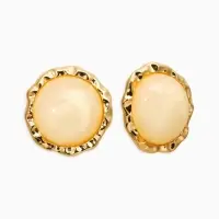 Серьги акрил "Стиль", круг в рамке, цвет бежевый в золоте
