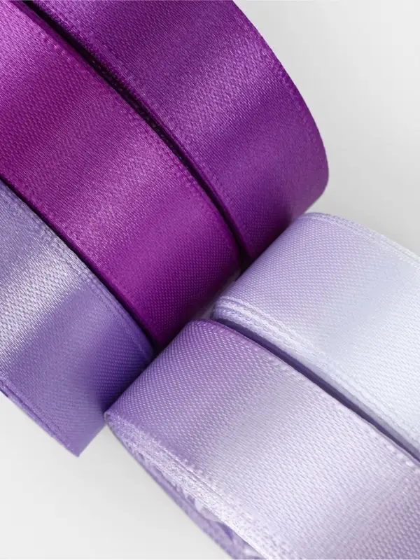 Атласная лента, набор 5 шт., 20 мм, 23&plusmn;1 м, фиолетовая, сиреневая