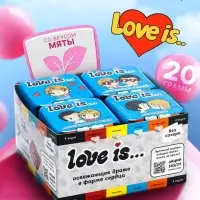 Конфеты освежающие Love is, в форме сердца, со вкусом мяты, 20 г