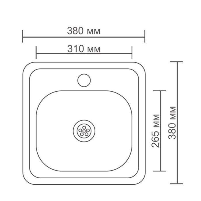 Мойка кухонная Accoona AB3838, врезная, толщина 0.6 мм, 380х380х165 мм, глянец Мойка кухонная Accoona AB3838, врезная, толщина 0.6 мм, 380х380х165 мм, глянец