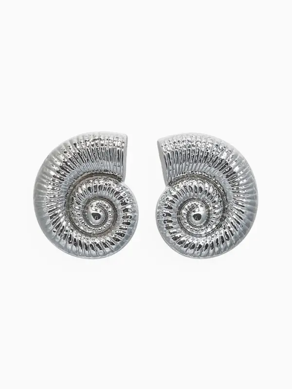 Серьги пластик «Ракушка» крупная, цвет серебро Серьги пластик «Ракушка» крупная, цвет серебро