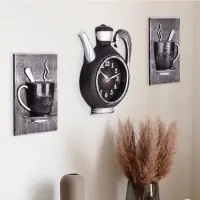 Часы настенные интерьерные для кухни &laquo;Сангино&raquo;, бесшумные, 26.5&times;24 см, черное серебро, от батарейки 1&times;АА