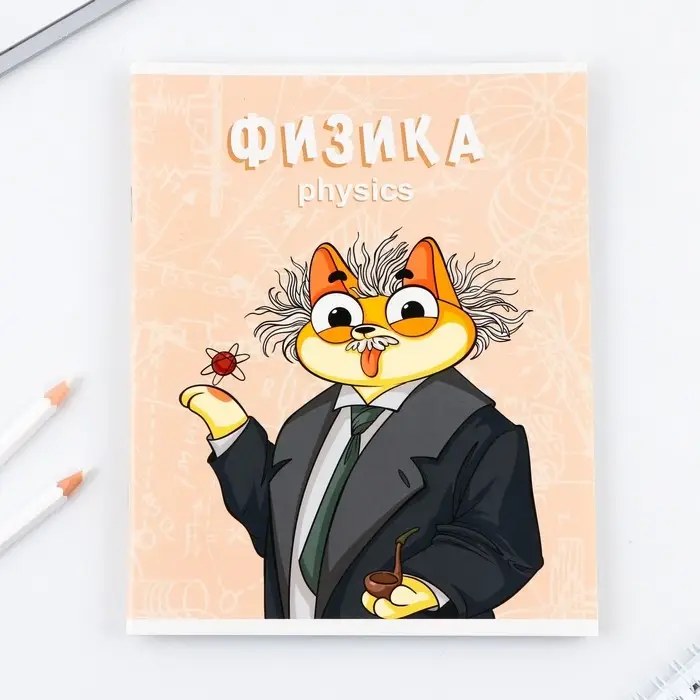 Тетрадь в клетку, предметная, 48 л.,на скрепке, А5 &laquo;КОТ. Физика&raquo;