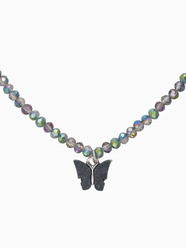 Чокер «Бабочка» хрусталь, серый в серебре, 36 см + 5 см доп, цепочка