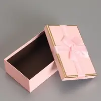 Набор подарочных коробок 3 в 1 прямоугольные с бантом, розовый, 23&times;16&times;9.5; 21&times;14&times;8; 19&times;12&times;6.5 см