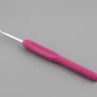 Крючок для вязания, с пластиковой ручкой, d=4 мм, 14 см, фиолетовый