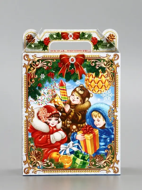 Подарочная коробка новогодняя «Дети», для сладких подарков,14×6×21 см Подарочная коробка новогодняя «Дети», для сладких подарков,14×6×21 см