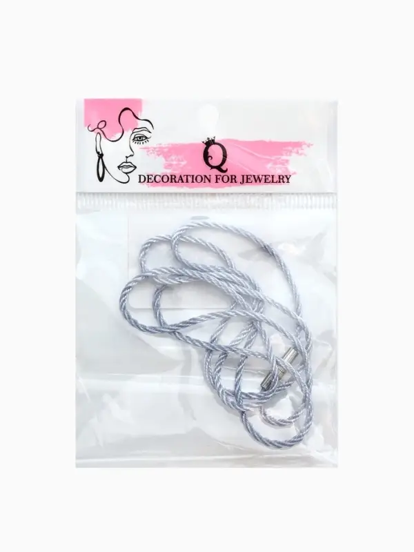 Шнурок гайтан 60 см d=2 мм, цвет серебряный, винтовой замок серебро Шнурок гайтан 60 см d=2 мм, цвет серебряный, винтовой замок серебро