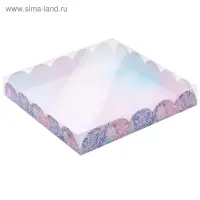 Коробка для печенья, кондитерская упаковка с пластиковой крышкой, «Нежность», 18 х 18 х 3 см