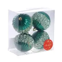 Ёлочные игрушки &laquo;Рокси&raquo;, шары новогодние, d=8 см, 4 шт., зелёный