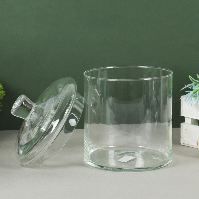 Ваза  Ваза "Трубка 146" Падерборн с крышкой малая  d-14см, h-15см (с крышкой h-20см) V-2,5л прозрачная 113