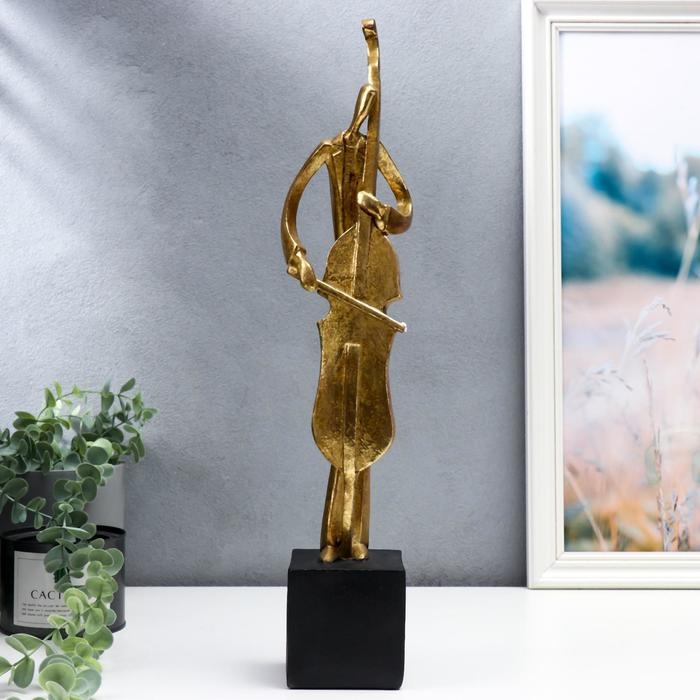 Сувенир полистоун серия музыканты  Сувенир полистоун серия музыканты "Контрабасист" золото 47х8х8 см