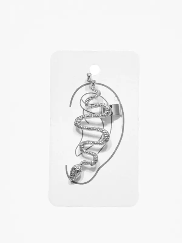Серьга кафф &laquo;Змея анаконда&raquo;, цвет серебро