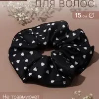 Резинка для волос QF &laquo;Орбита гранд&raquo; сердца, 15 см, бело-чёрная