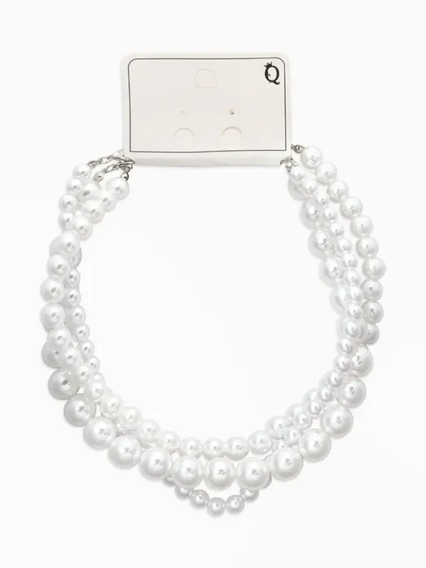 Чокеры из бусин &laquo;Сияние жемчуга&raquo;, 3 шт. бусины №14.10, 8, L=43 см, белый в серебре